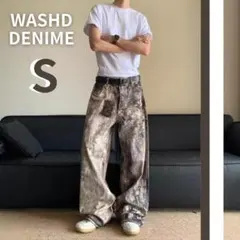 ウォッシュドデニム リアルツリー S バギーパンツ ワイドパンツ カモフラ