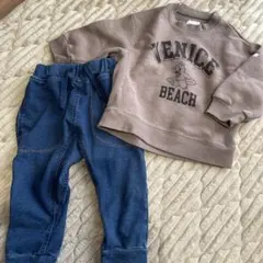 しまむら　裏起毛トレーナー　パンツ　デニム　セット売り　子供服100 110