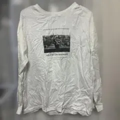 ホワイト 長袖Tシャツ グラフィックプリント