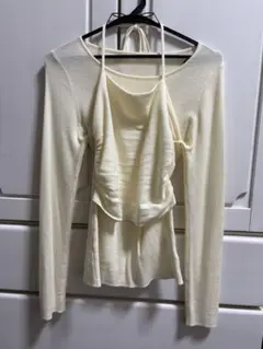 EGGKA ホルターネック 長袖 ニットトップス