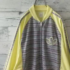 希少デザイン☆アディダス 刺繍ロゴ ボーダー トラックジャケット マルチカラー