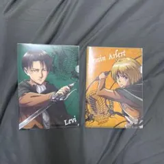 進撃の巨人 USJリヴァイ アルミン クリアファイルセット　メモ用紙付き