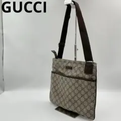 訳あり品　グッチ　GG柄　ワンショルダーバッグ　キャンバス　総柄　ブラウン系