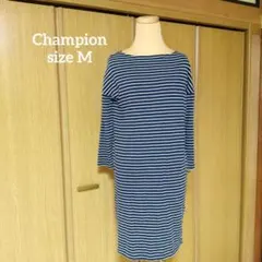 チャンピオン Champion ボートネックワンピース ひざ丈 綿100% M