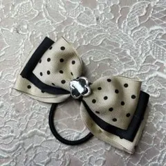 水玉模様リボンヘアゴム