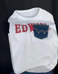 EDWIN 犬用 Tシャツ ホワイト デニムポケット付き　Mサイズ　クール防蚊のサムネイル