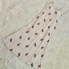 美品⭐︎ Gelato Pique ねこ×ドット柄　ロングキャミワンピース　ピンク
