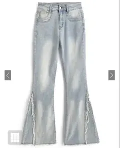 GRL グレイル フリンジフレアデニムパンツ ks096