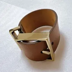 超希少 メゾンボワネ レザーバングル フランス製 黒 牛革 ゴールド金具