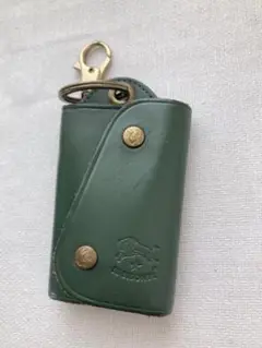 【新品】イルビゾンテ　キーケース　グリーン IL BISONTE イルビゾンテ キーケース 6連 キーリング付き