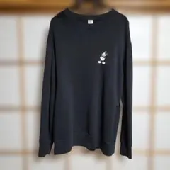 ミッキーマウス プリント ブラックスウェット