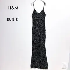 H&M キャミオールインワン サロペット M ブラック ドット柄