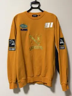 XLARGE ワッペン刺繍 クルーネックスウェット M オレンジ