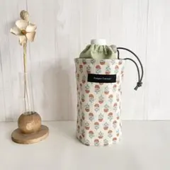 洗える保温保冷のペットボトルカバー★大きめペットボトルも入る⭐︎オレンジフラワー