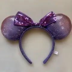 【美品】ディズニー⭐️ミニー　　　 紫色スパンコール カチューシャ