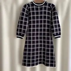 お値下げ　dazzlinニットワンピース　チェック　フリーサイズ