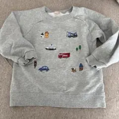 petit main グレー 刺繍トレーナー 120cm