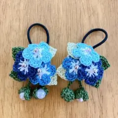 ☆グラデーション花ヘアゴム2個セット*ハンドメイド*レース編み*42*
