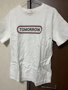 ホワイト TOMORROW プリント Tシャツ　古着