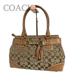AO3【美品】　コーチ　COACH　シグネチャー　ハンプトン　トートバッグ　茶色