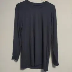 サイズL ユニクロ ヒートテック 長袖 紺色 クルーネック B1