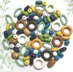 ☆SALE☆ウッドビーズミックスB☆カスタムボールペン 太穴 パーツ まとめ売り