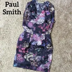 Paul Smith フラワー総柄 ノースリーブワンピース レーヨン Lサイズ