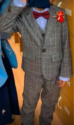 子供用（男の子）チェック柄スーツ（120cm）　5点セット