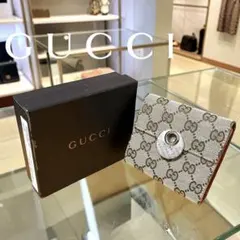 【未使用品】GUCCI グッチ 折り財布 GG キャンパス レザー