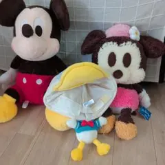ディズニー ミッキー ミニーぬいぐるみ　ドナルド帽子　カチューシャセット