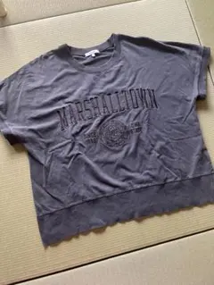 GLOBAL WORK ロゴ刺繍 ゆったりTシャツ グレーのサムネイル