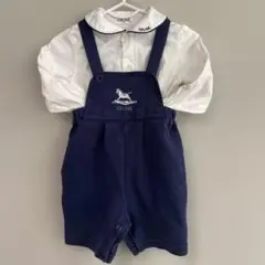 CELINE BABY セリーヌベビーネイビーオーバーオール　シャツセット　80