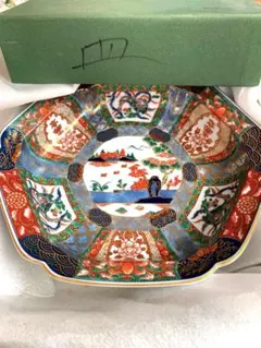 幸楽窯 金彩錦色絵山水 六角 深鉢 有田焼 古伊万里 吉祥 お正月 木