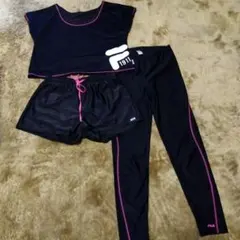 FILA 　エクササイズウェアセット ブラック/ピンク　11号