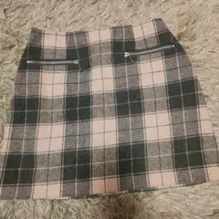 未使用 ピンクチェックミニスカート