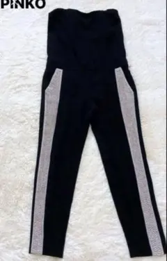 新品タグ付☆PINKO 黒 オールインワン ピンク ビジュー イタリア製 44