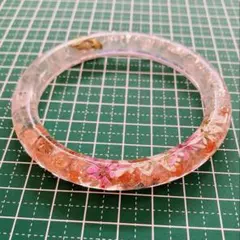①レジン　バングル【天然石ローズクォーツ×サンストーン】