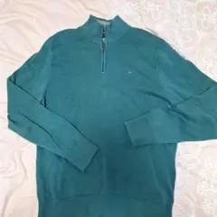 ㊺Tommy Hilfiger グリーン ジップアップセーター