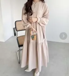 最終価格！　GeeRA 長袖ワンピース　ベージュ Sサイズ