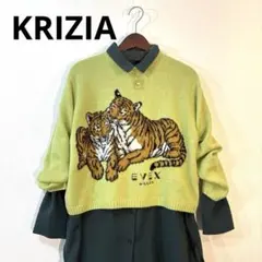 EVEX KRIZIA グリーン虎柄ニットセーターのサムネイル