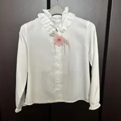 フリル襟付き ブラウス 120cm　ホワイト 長袖 子供服　シャツ　キッズ