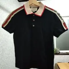 GUCCI☆インターロッキングG ストライプ ポロシャツ☆グッチ ダーク