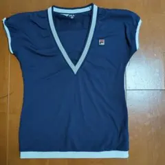 FILA ネイビー Vネック テニスTシャツ M
