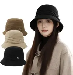 レディース秋冬バケットハット UVカット ブラック