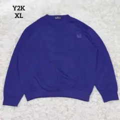 Y2K 刺繍ロゴ スウェット 紫 ビッグサイズ XL相当