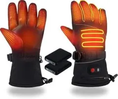 電熱グローブ 防寒手袋 12000mAhバッテリー付き 3段階温度調節 電熱