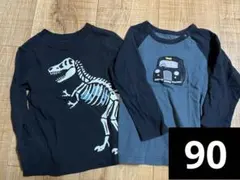 UNIQLO 恐竜と車デザイン　長袖カットソー 90 2枚セット