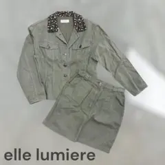 elle lumiere セットアップ デニム生地 スカート 花柄 ジャケット