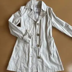 レディースアイボリー トレンチコート ウエストベルト付き　Lサイズ