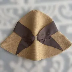 【abu】 アブ リボンペーパーハットベージュ 麦わら帽子 57.5cm